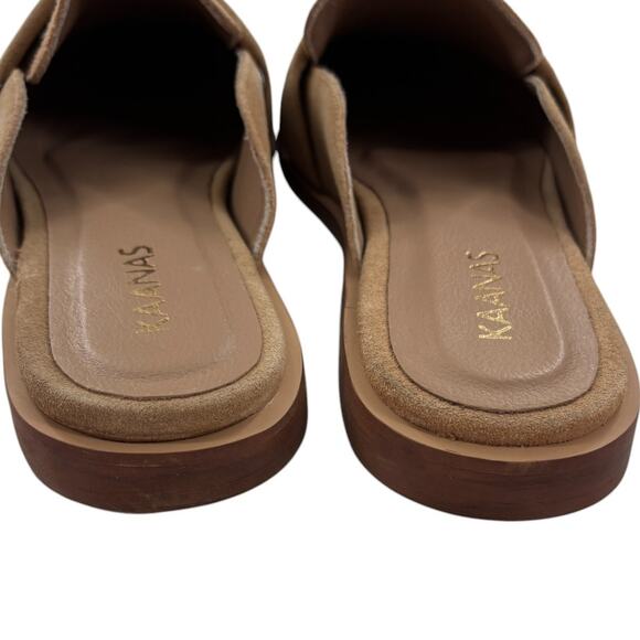 Kaanas Tan Cogno Suede Square Toe Slip On Mules - Picture 9 of 11